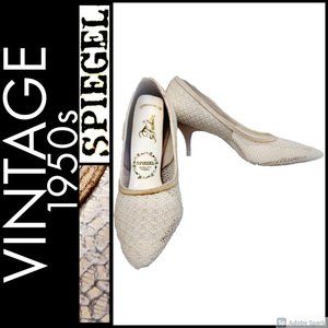 ❌SOLD Vintage 1950s Wedding Kitten Heels Rockabilly Pinup Swing Retro Cottage